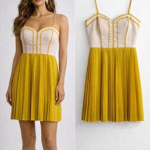 Elegant Yellow Pleated Dress
